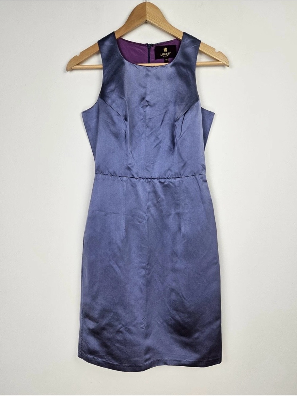 Liberty of London Periwinkle Silk Satin Sheath Dress